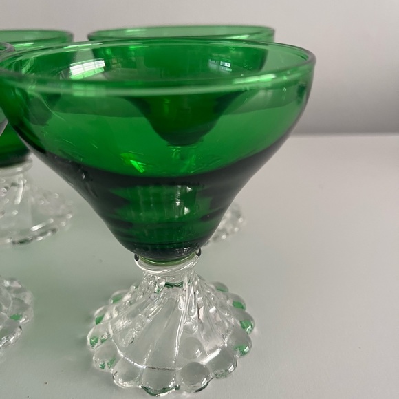 Vintage Anchor Hocking Green Burple Boopie Clear Foot Champagne Sherbet Glass se - Picture 7 of 10